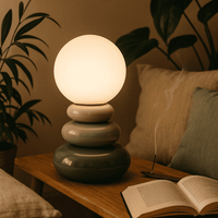 grey Ceramic Table Lamp – Modern Design for Living Room or Bedroom
