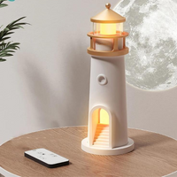 White Table Lamp – Modern Rechargeable Lighthouse Design with Moonlight Projector