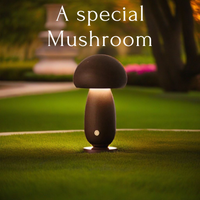 Mushroom Table Lamp with Wooden Design for Bedside