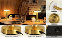 Gold LED Touch Table Lamp – Premium Rechargeable Design for Bedside