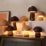 Small Wooden Mushroom-Shaped Table Lamp for Bedroom