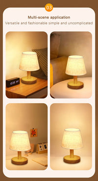 Small Wooden Bedside Lamp – Modern Design ( white )