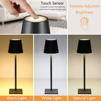 Black LED Table Lamp – Modern Rechargeable Design for Living Room