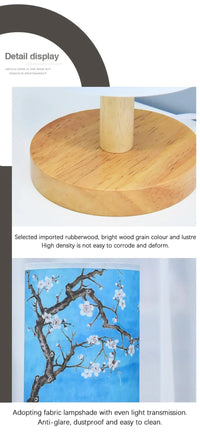 Wooden Bedside Lamp – Japanese Modern Style ( blue )