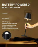 Black LED Table Lamp – Modern Rechargeable Design for Living Room