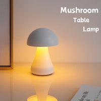 Small White Mushroom Table Lamp – Rechargeable for Bedside and Living Room