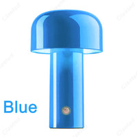 Small Blue Mushroom Table Lamp – Rechargeable Modern Design for Bedroom