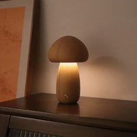 Mushroom Table Lamp with Wooden Design for Bedside