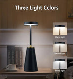 Black LED Table Lamp – Modern Rechargeable Design for Living Room