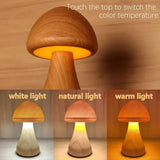 Small Wooden Mushroom-Shaped Table Lamp for Bedroom