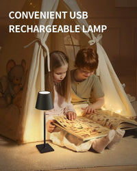 Black LED Table Lamp – Modern Rechargeable Design for Living Room