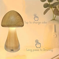 Small Wooden Mushroom-Shaped Table Lamp for Bedroom