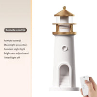 White Table Lamp – Modern Rechargeable Lighthouse Design with Moonlight Projector