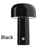 Small Black Mushroom Table Lamp – Rechargeable Modern Design for Bedroom