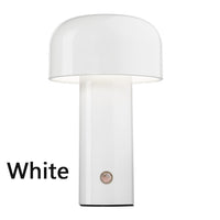 Small White Mushroom Table Lamp – Rechargeable Modern Design for Bedroom