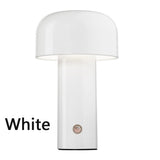 Small White Mushroom Table Lamp – Rechargeable Modern Design for Bedroom