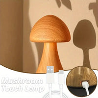 Small Wooden Mushroom-Shaped Table Lamp for Bedroom