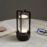 Small black LED Table Lamp – portable and  Rechargeable Design