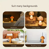 Small Wooden Mushroom-Shaped Table Lamp for Bedroom