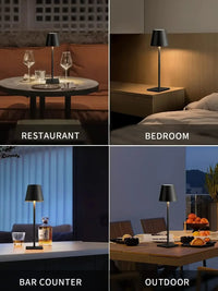 Black LED Table Lamp – Modern Rechargeable Design for Living Room