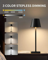 Black LED Table Lamp – Modern Rechargeable Design for Living Room