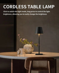 Black LED Table Lamp – Modern Rechargeable Design for Living Room