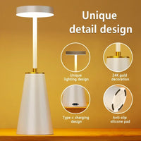 White LED Table Lamp – Modern Rechargeable Design for Living Room