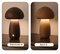 Mushroom Table Lamp with Wooden Design for Bedside