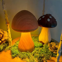 Small Wooden Mushroom-Shaped Table Lamp for Bedroom