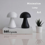 Small Black Mushroom Table Lamp – Rechargeable for Bedside