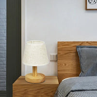 Small Wooden Bedside Lamp – Modern Design ( white )