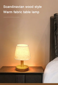 Small Wooden Bedside Lamp – Modern Design ( white )