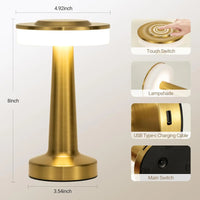 Gold LED Touch Table Lamp – Premium Rechargeable Design for Bedside