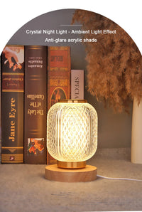 Small Wooden Bedside Lamp – Modern LED Design