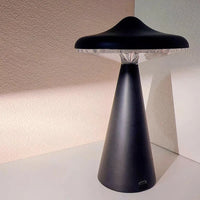 Small Black Mushroom Table Lamp – Rechargeable and portable