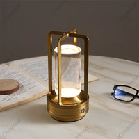 Small Gold LED Table Lamp – Portable and  Rechargeable Design