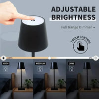 Black LED Table Lamp – Modern Rechargeable Design for Living Room