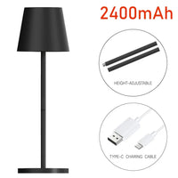 Black LED Table Lamp – Modern Rechargeable Design for Living Room