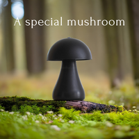 Small Black Mushroom Table Lamp – Rechargeable for Bedside