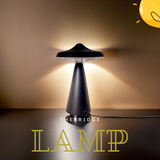 Small Black Mushroom Table Lamp – Rechargeable and portable