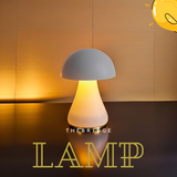 Small White Mushroom Table Lamp – Rechargeable for Bedside and Living Room