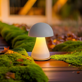 Small White Mushroom Table Lamp – Rechargeable for Bedside and Living Room