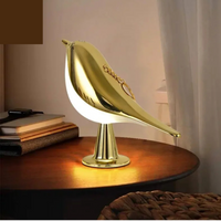 Modern Bird-Shaped Table Lamp – Rechargeable Gold Design for Bedside