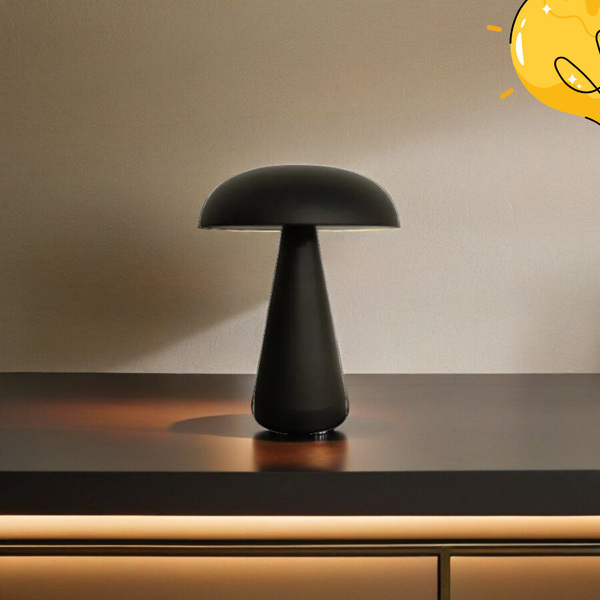 Black Mushroom Table Lamp – Modern Rechargeable Design