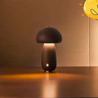 Mushroom Table Lamp with Wooden Design for Bedside