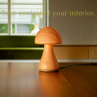 Small Wooden Mushroom-Shaped Table Lamp for Bedroom