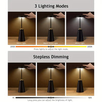 Black LED Table Lamp – Modern Rechargeable Design for Living Room