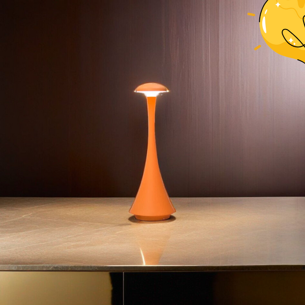 Orange Mushroom Table Lamp – Rechargeable Modern Design