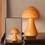Small Wooden Mushroom - Shaped Table Lamp for Bedroom