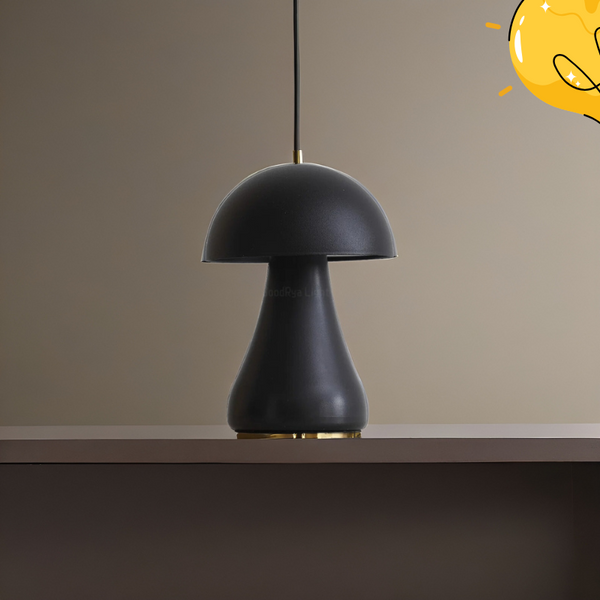 Small Black Mushroom Table Lamp – Rechargeable for Bedside